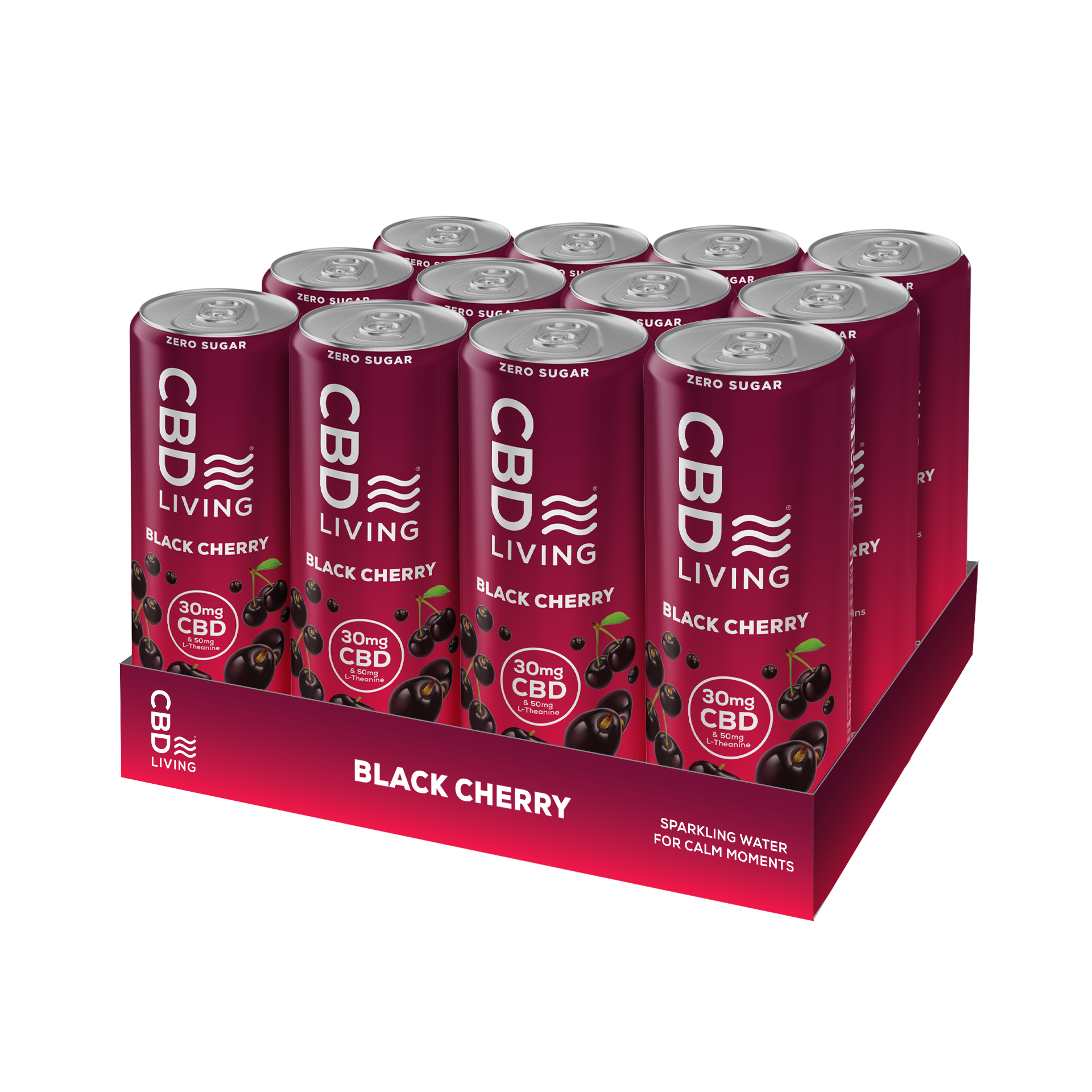 CBD Living Sparkling Water Black Cherry 12-Pack