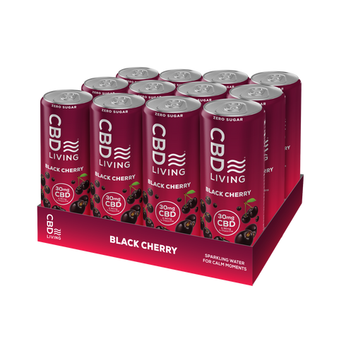 CBD Living Sparkling Water Black Cherry 12-Pack