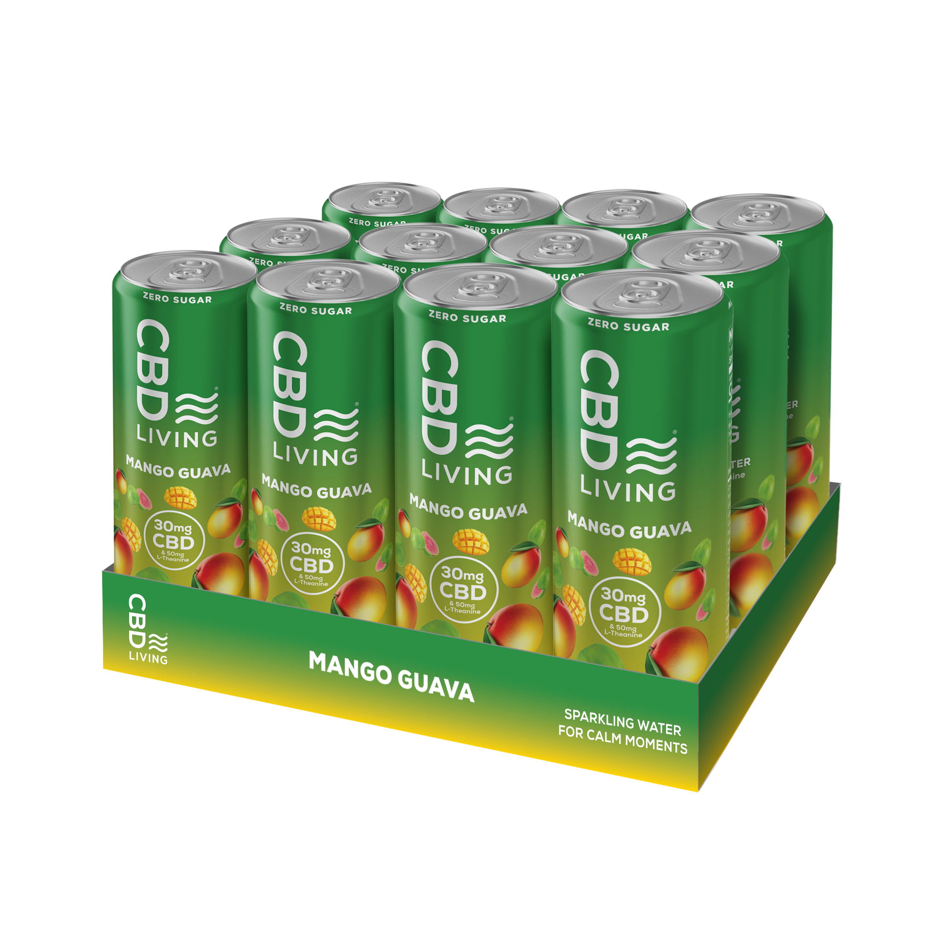 CBD Living Sparkling Water Mango Guava 12-Pack