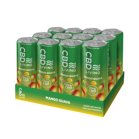 CBD Living Sparkling Water Mango Guava 12-Pack