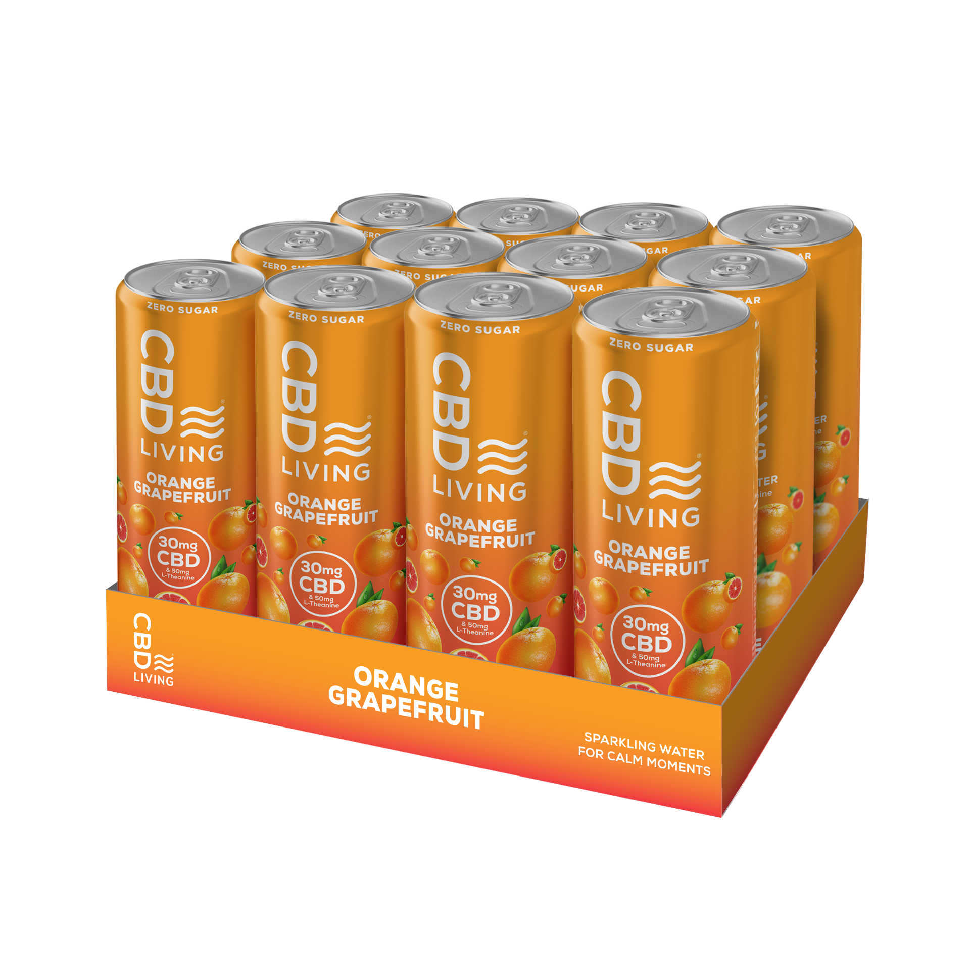 CBD Living Sparkling Water Orange Grapefruit 12-Pack
