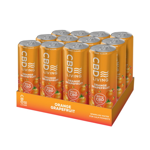 CBD Living Sparkling Water Orange Grapefruit 12-Pack