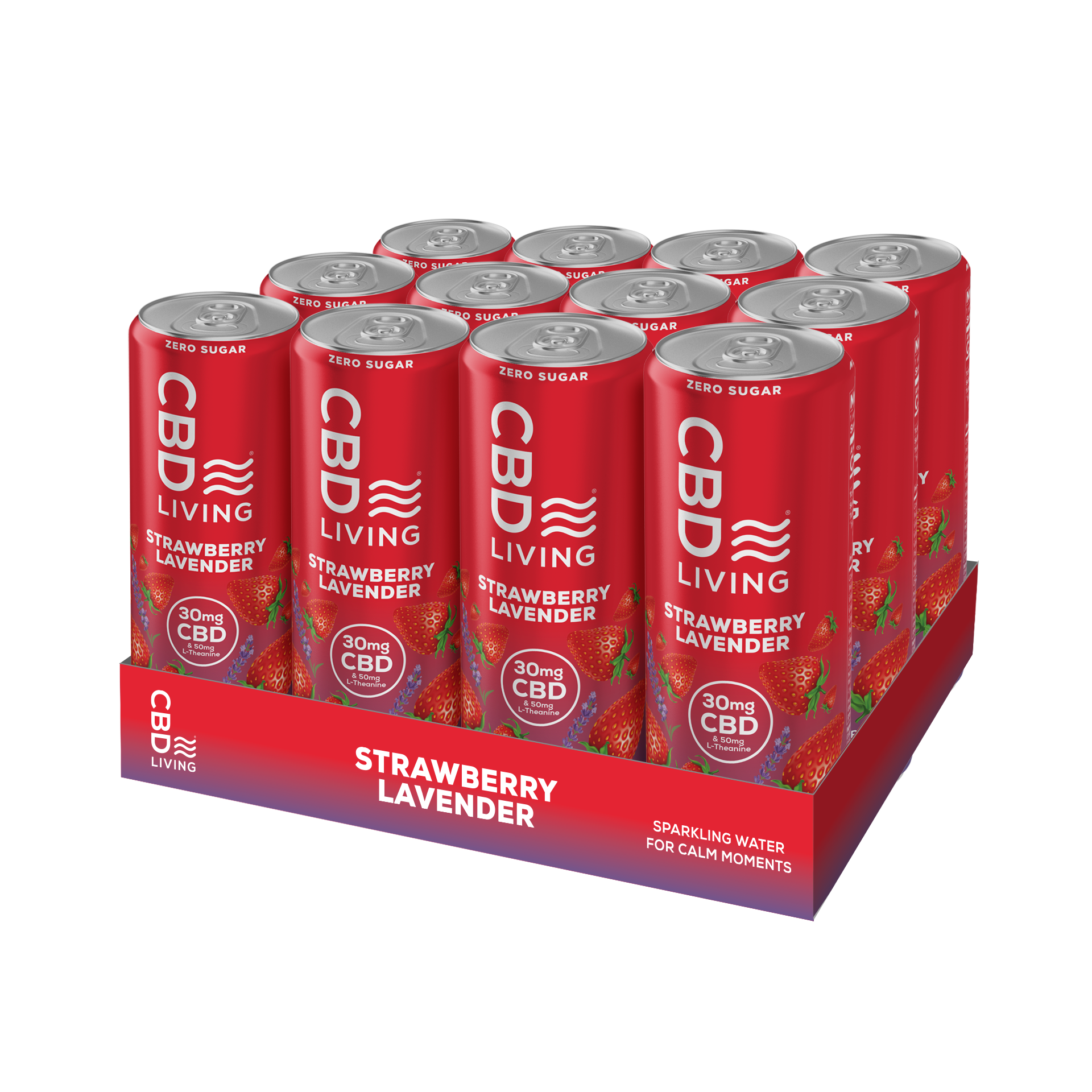 CBD Living Sparkling Water Strawberry Lavender 12-Pack