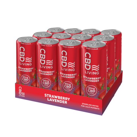 CBD Living Sparkling Water Strawberry Lavender 12-Pack