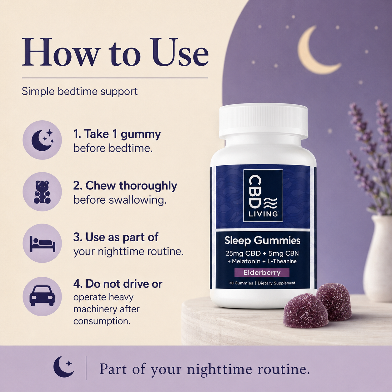 CBD Living Sleep Gummies Elderberry