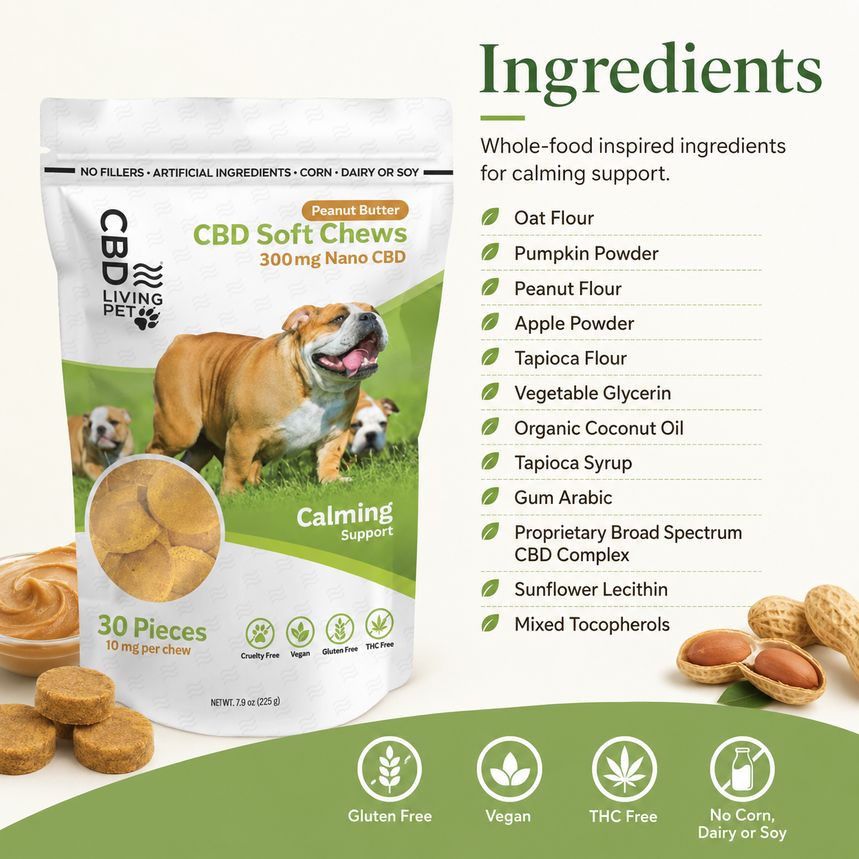 CBD Living Dog Chews Calming Peanut Butter lifestyle