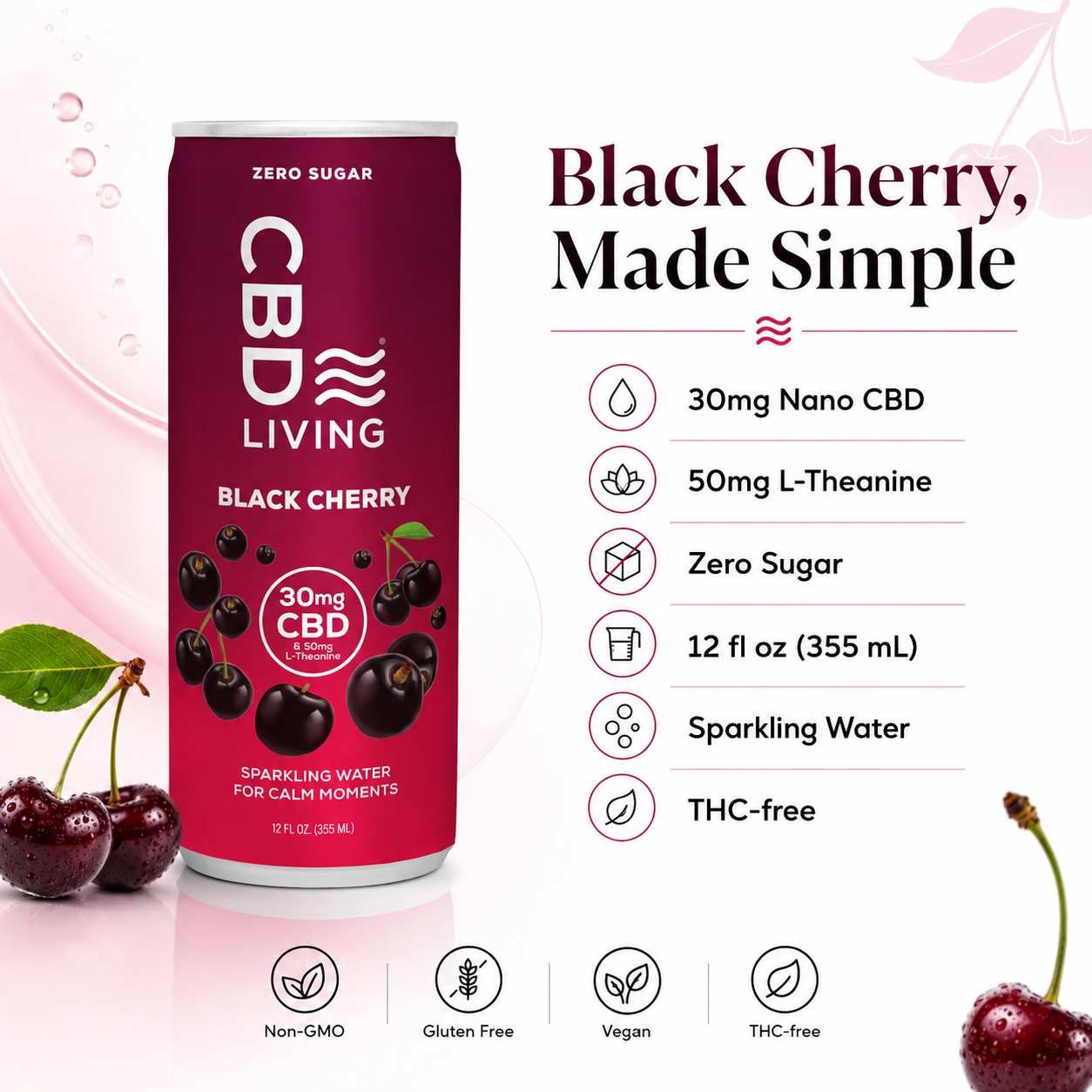 CBD Living Sparkling Water Black Cherry lifestyle
