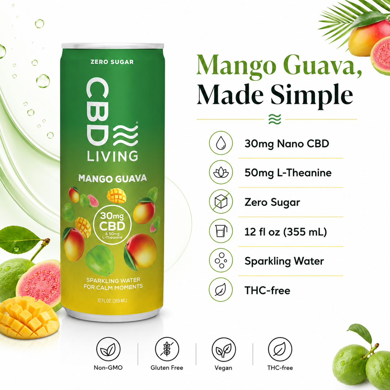 CBD Living Sparkling Water Mango Guava lifestyle