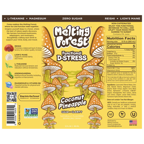 Melting Forest Functional D-Stress Coconut Pineapple - full label and ingredients