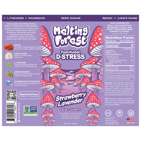 Melting Forest Functional D-Stress Strawberry Lavender - full label and ingredients