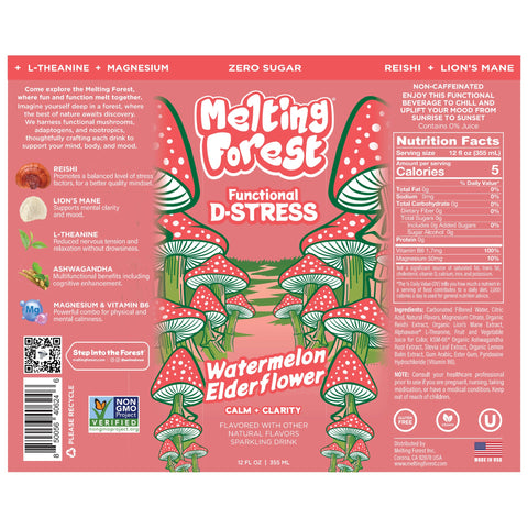 Melting Forest Functional D-Stress Watermelon Elderflower - full label and ingredients
