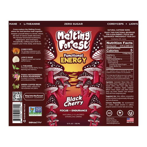 Melting Forest Functional Energy Black Cherry - full label and ingredients
