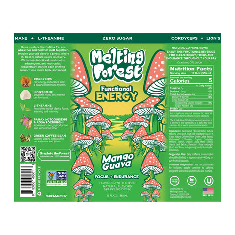 Melting Forest Functional Energy Mango Guava - full label and ingredients