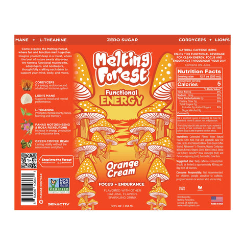 Melting Forest Functional Energy Orange Cream - full label and ingredients