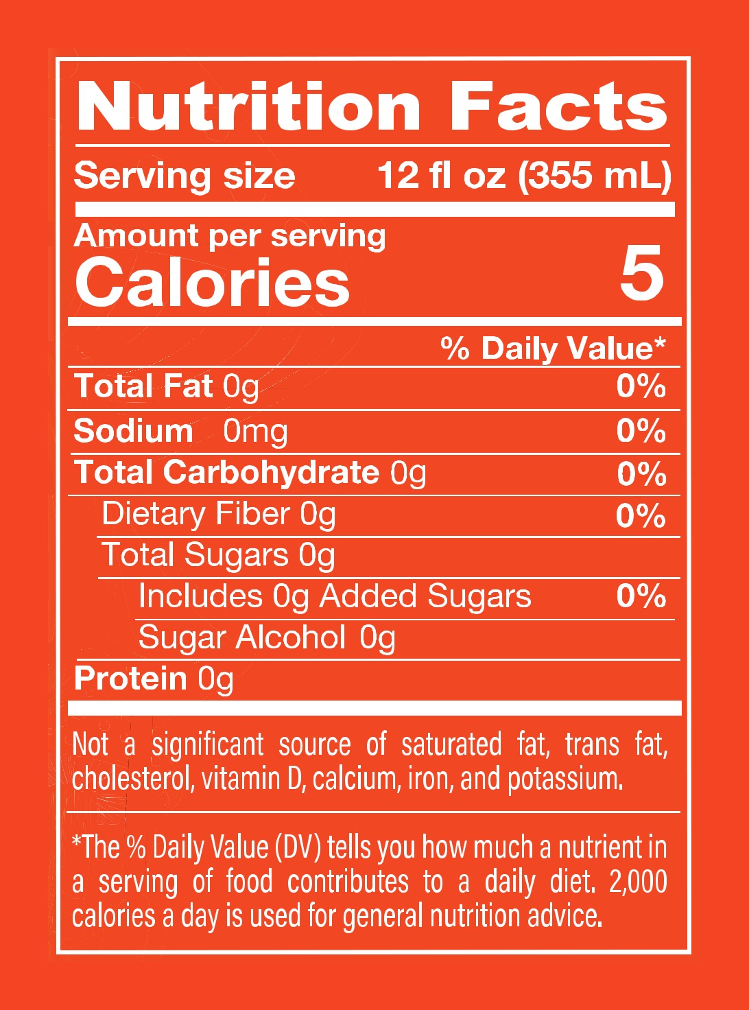 Melting Forest Functional Energy Orange Cream - Nutrition Facts