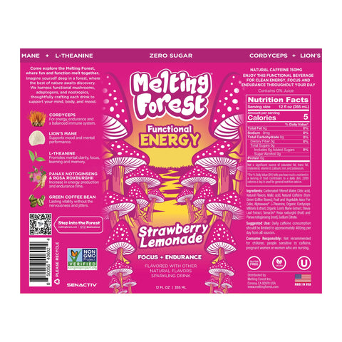 Melting Forest Functional Energy Strawberry Lemonade - full label and ingredients