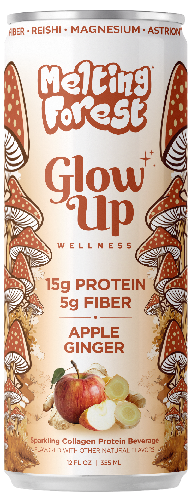 Melting Forest Glow Up Sparkling Collagen Protein - Apple Ginger 12 Pack