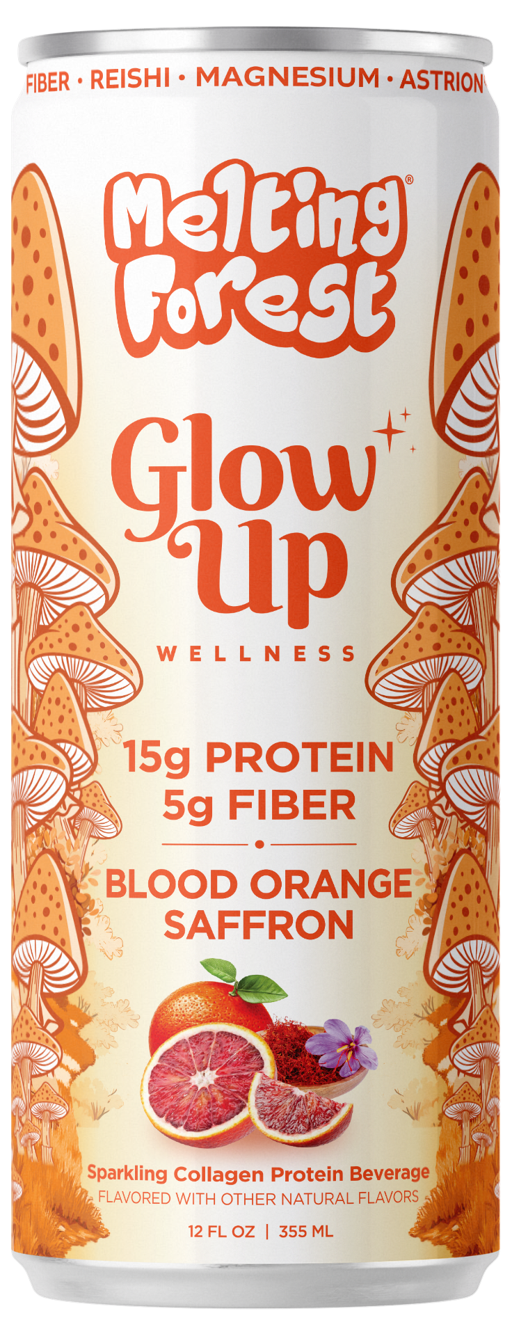 Melting Forest Glow Up Sparkling Collagen Protein - Blood Orange Saffron 12 Pack