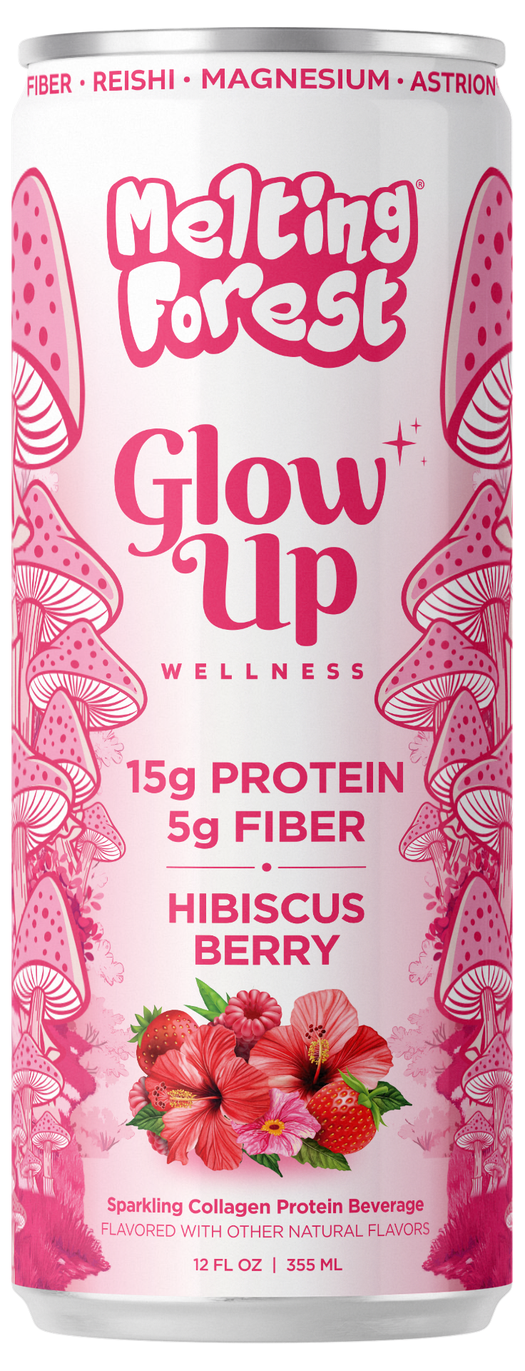 Melting Forest Glow Up Sparkling Collagen Protein - Hibiscus Berry 12 Pack