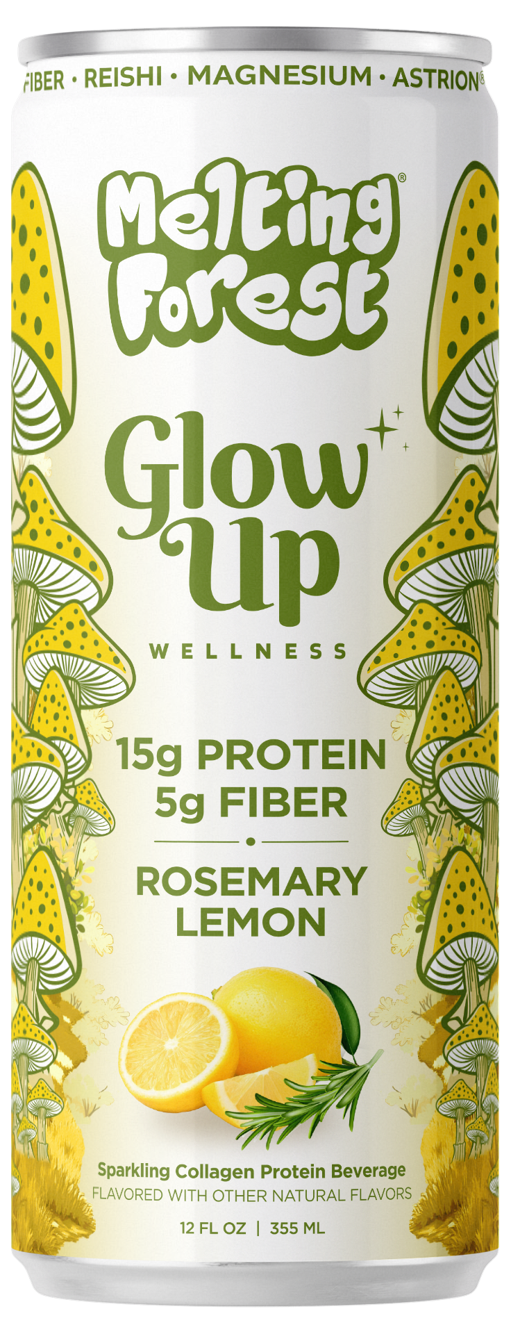 Melting Forest Glow Up Sparkling Collagen Protein - Rosemary Lemon 12 Pack