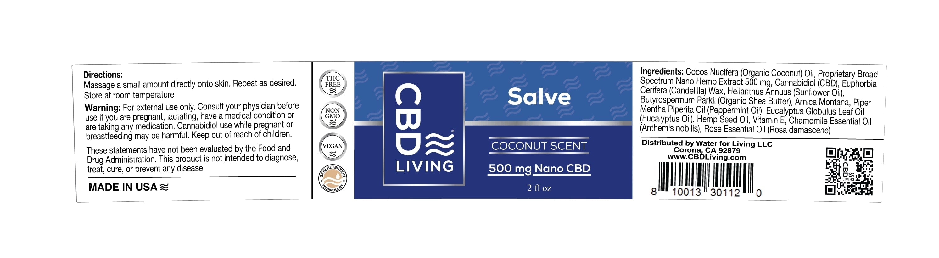 CBD Living Salve (500mg) Flat View Label